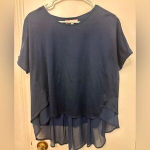 Elegant Navy Blue Short Sleeve Top